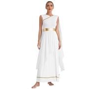 Runhomal Costume da dea greca antica da donna, abito antico, costume togo romano, greco, Halloween, carnevale