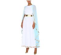 Runhomal Costume da dea greca antica da donna, abito antico, costume togo romano, greco, Halloween, carnevale, festa F, blu, L