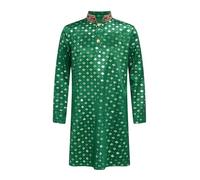 Runhomal Costume di Halloween per bambini e ragazze, costume indiano di vestire Top Kurta in raso stampato, festa a tema Carnevale 5-16 anni, verde scuro 9-10 anni