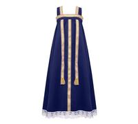 Runhomal Costume di Halloween Vestito Vestito Lungo Ragazza Abito Tradizionale Russo Abiti Russi Carnevale 2-16 Anni Blu marino 2-3 anni
