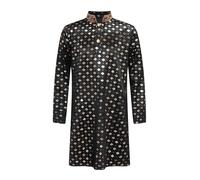 Runhomal Costume Halloween Bambino Ragazzo Ragazza Vestito Indiano Top Kurta In Raso Stampato Festa A Tema Carnevale 5-16 Anni Nero 9-10 anni