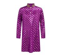 Runhomal Costume Halloween Bambino Ragazzo Ragazza Vestito Indiano Top Kurta In Raso Stampato Festa A Tema Carnevale 5-16 Anni Viola 7-8 anni