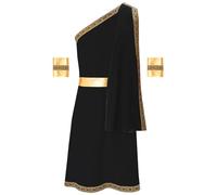 Runhomal Costume Romano Uomo Costume Dio Greco Toga Costume Imperatore Romano Uomo Greco Toga Roma Principe Re Halloween Carnevale Cosplay S-3XL Tipo F Nero XXL