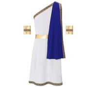 Runhomal Costume romano uomo costume Dio Greco Toga costume imperatore romano uomo greco Toga Roma Principe Re Halloween Carnevale Cosplay S-3XL Tipo F Blu M