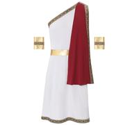 Runhomal Costume romano uomo costume Dio Greco Toga costume imperatore romano uomo greco Toga Roma Principe Re Halloween Carnevale Cosplay S-3XL Tipo F Borgogna 3XL