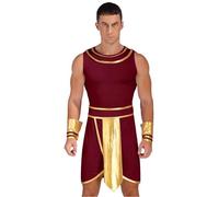 Runhomal Costume Toge greco da uomo Dio Greco Toga Gonna Halloween Costume imperatore Romano Uomo Roma Principe Re Halloween Carnevale Cosplay Borgogna 3XL