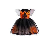 Runhomal Costume vittoriano medievale per bambini, ragazza, vestito zucca, costumi di Halloween, vestito stampato calvo, topo carnevale carnevale 3-8 anni, nero 5-6 anni