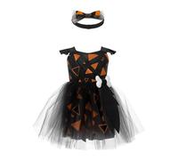 Runhomal Costumi Di Halloween Bambino Ragazza Vestito Caverne Abiti Storici Età Pietra Tuta Triangolare Stampato Festa Tema Carnevale 6-4 Anni Nero 2-3 anni