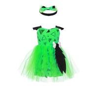 Runhomal Costumi Di Halloween Bambino Ragazza Vestito Caverne Abiti Storici Età Pietra Tuta Triangolare Stampato Festa Tema Carnevale 6 Mesi - 4 Anni Verde 12-18 mesi