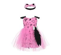 Runhomal Costumi Di Halloween Bambino Ragazza Vestito Caverne Abiti Storici Età Pietra Tuta Triangolare Stampato Festa Tema Carnevale 6 Mese-4 Anni Rosa 2-3 anni