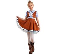 Runhomal Costumi Di Halloween Ragazza Abito Western Denim Mix Vento Tutu Abito Cosplay Festa Trucco Tempo Libero Quotidiano Bambini 6-16 Anni Blu 7-8 anni