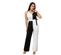 Runhomal Donna Combinato Palazzo In Blocchi Colore Alla Moda Gambe Larghe Bianco e nero XXL