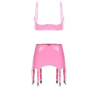 Runhomal Donna Completo Minigonna Due Pezzi Teddy Con Fori Abbigliamenti Festival Edm Set Lingerie Esotica Abiti Festa Donne Shower La Sposa Rosa 3XL