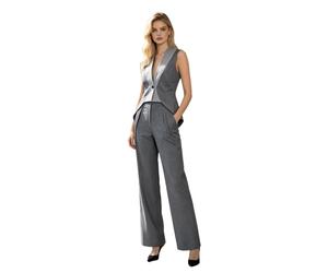 Runhomal Donna Suit Formale Completo da Elegante Tailleur Tinta Unita Gilet | Combinato Gilet E Pantaloni L'Ufficio,Completo Formale Senza Maniche Con,Singolo Bottone Anteriore,Lavoro,Festa Compleanno