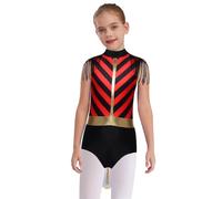 Runhomal Franges Spalla Cerniera Invisibile Bambino Ragazza Chef Circo Combinazione Stripes Collo Dritto Abiti Halloween Tema Party Cosplay Nero Rosso 9-10 anni