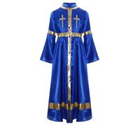 Runhomal Girocollo Stampato In Oro Bambino Ragazza Abito Da Cerimonia Religiosa Sotto Al Ginocchio Vestiti Per Festa A Tema Blu reale 5-6 anni