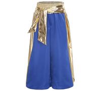 Runhomal Pantaloni Zucca Colore Contrastante Ragazzo Pantaloni Lanterna Il Principe Arabo Pantaloni Gioco Ruolo Cintura Brillante Metallo Halloween Blu reale 5-6 anni