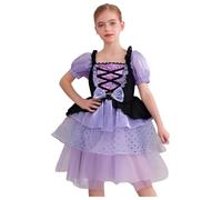 Runhomal Ragazza Medievale Rinascimento Principessa Costumi Paillettes Brillanti Tutù Abito Maniche A Bolla Halloween 12 Mesi - 7 Anni, viola., 12-24 Mesi