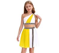 Runhomal Ragazze Greco Toge Romaine Scuola Grecia Grecia Costume Costumi Di Halloween Abito Da Principessa Greca Per Ragazze 5-16 Anni Giallo 5-6 anni