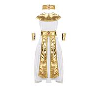 Runhomal Royal Egypt Queen Cosplay Costume Bambini Abiti Di Halloween Abito Cleopatra Abito Con Collo Maniche Braccio Prom Trucco Carnevale 5-16 Anni Bianco 7-8 anni