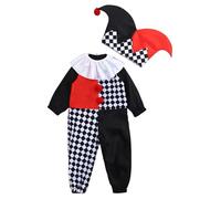 Runhomal Tuta Clown Look Costume Per Divertente Con Cappello Justaucrops Gioco Di Ruolo Prestazioni Baby Show Halloween Carnevale Natale 0-24 Mesi Nero 0-6 mesi