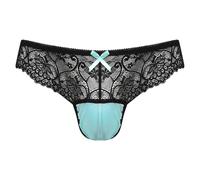Runhomal Uomo Lingerie Trasparente Mutande per Uomini Slip Pizzo Calzini Elastici per Uomini Crossdresser Trasparente Nightwear Date Night Blu Taglia Unica