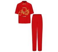 Runhomal Vestiti Di Arti Marziali Tang Ragazzo Ricamo Drago Vestito Tang Kung Fu Cinese Tradizionale Abbigliamento Performance Gioco Di Ruolo Rosso A 9-10 anni