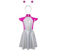 Runhomal Vestito A - Word Alien Fibbie Per Bambini Ragazze 2 Pz Alien Costumi Di Halloween Costumi Performance Carnevale Cosplay 5-16 Anni Rosa brillante 7-8 anni