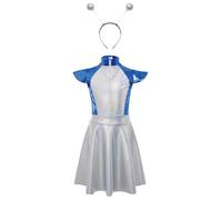 Runhomal Vestito A - Word Alien Fibbie Per Bambini Ragazze 2 Pz Alien Costumi Di Halloween Costumi Performance Carnevale Cosplay 5-16 Anni Blu 7-8 anni