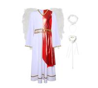 Runhomal Vestito Angelo Arabo Bambino Ragazza Set 4 Abiti D'angelo Fascia Abbinato Fairy Stick Wings Abiti Di Halloween Gioco Di Ruolo Carnevale 4-16 Anni Bianco Rosso 11-12 anni
