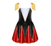 Runhomal Vestito Da Balletto Per Coro D'Orchestra Bambino Ragazza Costume La Guardia D'Onore Spalle Frange Bordo Dorato Patchwork Velluto Halloween Nero 9-10 anni