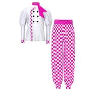 Runhomal Vestito da chef per ragazza, stampa mosaico strass lucido top + pantaloni da ballo di Halloween, carnevale, Natale, gioco di ruolo, 6-16 anni