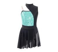 Runhomal Vestito da danza classico da bambina con paillettes/strass Body Pattinaggio Artistico Leotard Abito da ballo lirico latino Costume spettacolo 3-16 anni, A verde chiaro, 7-8 Anni