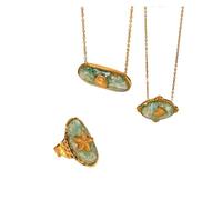 runhuabaihuo Collana con anello/pendente conchiglia di stella marina da 1 pezzo for donna, accessori for gioielli moda in oro 18 carati placcati in acciaio inossidabile(HC-R30395)