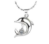runhuabaihuo Set di braccialetti ad anello con collana di delfini in argento sterling S925 for regali di gioielli di fidanzamento for feste da donna(Necklace)