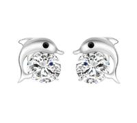 runhuabaihuo Set di braccialetti ad anello con collana di delfini in argento sterling S925 for regali di gioielli di fidanzamento for feste da donna(Earrings)
