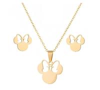 runhuabaihuo Set di gioielli con fiocco e topo Collana con orecchini da sposa in acciaio inossidabile for accessori da donna(TZ130S-1)