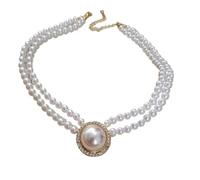 runhuabaihuo Set di gioielli for orecchini con perle imitazione strass in lega rotonda Accessori da sposa(Necklace)