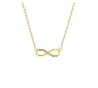 runhuabaihuo Set di gioielli in argento sterling 925 con cristalli intarsiati, orecchini, bracciale, collana ad anello da donna, regalo for feste(Gold Necklace)