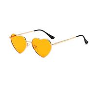RUNHUIS Occhiali da sole polarizzati a forma di cuore donna uomo hippie occhiali vintage amore occhiali da sole per festival festa oro montatura in metallo con UV400, oro/arancione