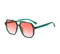 RUNHUIS Occhiali da sole quadrati retrò grandi per uomo donna occhiali da sole vintage rettangle con protezione UV400 occhiali da sole unisex alla moda, verde/rosso