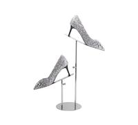 Runiash Espositore per scarpe per negozio al dettaglio in acciaio inossidabile Altezza regolabile Controsoffitto Doppia testa Tacco alto Espositore per scarpe Riser Stand Rack per fornitori Foto