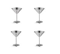 Runioney Set di Bicchieri da Martini in Acciaio Inossidabile da 4,8 Once, Bicchieri da Cocktail in Metallo, Infrangibili, Durevoli, Finitura Lucida a Specchio