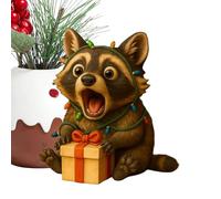 Runkoyea Figurine Natalizie Da Tavolo - Decorazione Domestica In Resina A Forma Di Cane,Statuine Animali Piccoli Ornamenti Da Tavolo - Per Soggiorno Camera Da Ufficio Bar Mensola Interna