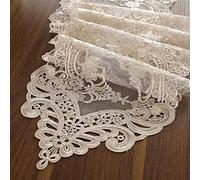 RUNLAIKEJI Runner da tavolo in pizzo, runner da tavolo in macramè, lungo con ricamo tridimensionale, adatto per feste di nozze, decorazione per feste interne ed esterne (bianco/champagne