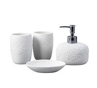 RUNLAIKEJI Set di accessori da bagno in ceramica, set di accessori da bagno completo, set di accessori da bagno con dispenser di sapone, 2 bicchieri, portasapone