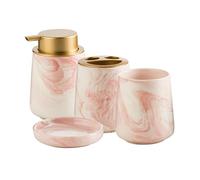 RUNLAIKEJI Set di accessori da bagno in ceramica, set di accessori per il bagno completo, 4 accessori da bagno, set di accessori da bagno, include portaspazzolino, bicchiere, portasapone, dispenser di