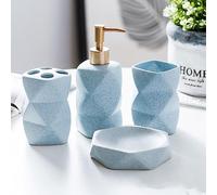 RUNLAIKEJI Set di accessori da bagno, Set di accessori da bagno in ceramica, Accessori da bagno 4 pezzi, Contenere tazza da spazzolino da denti, Dispenser di sapone, Tazze