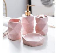 RUNLAIKEJI Set di accessori da bagno, set di accessori da bagno in ceramica, include pompa dispenser di sapone, porta spazzolino da denti, 1 tazza per gargarismi e portasapone