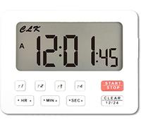 Runleader timer da cucina digitale con 4 canali di rilevamento, conto alla rovescia e cronometro, orologio 12/24 ore, anello magnetico e anello per sala da pranzo in cucina, esercizi per(Bianco)